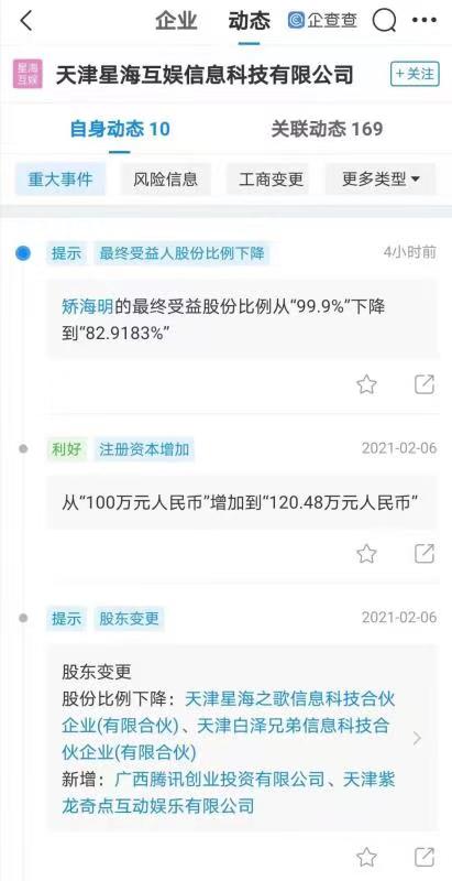 騰訊關聯公司注資星海互娛，動漫游戲與數字文創開發迎新機